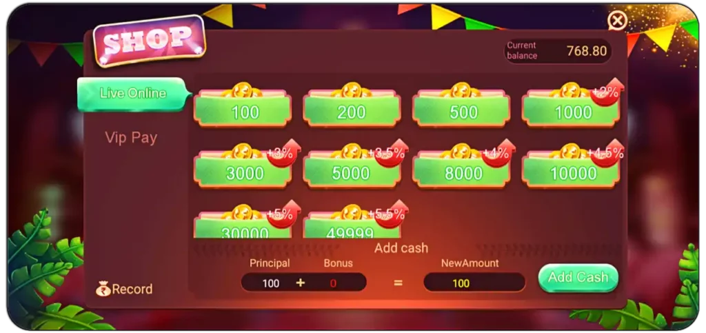 Add Cash Program in Cash Teen Patti App