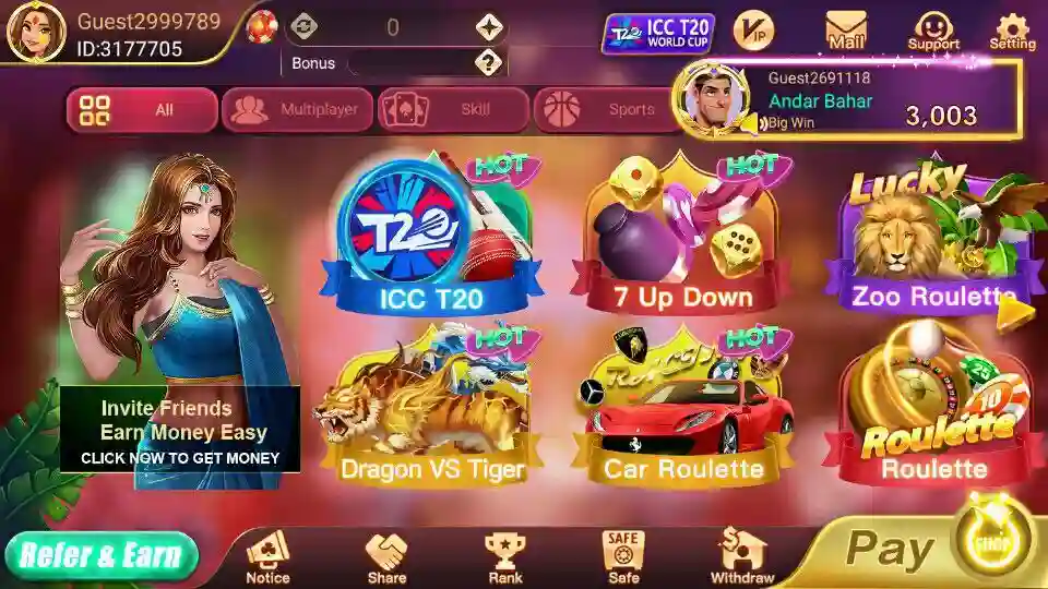 Games Available in Teen Patti Cash App