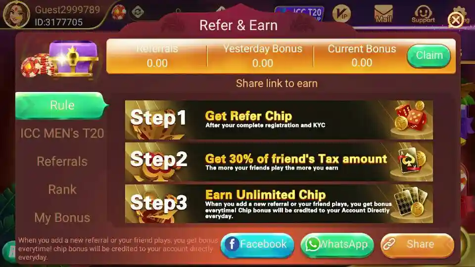 How to Refer & Earn in Teen Patti Cash App