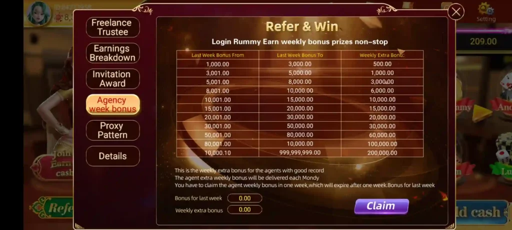 Teen Patti VIP – Weekly Bonus