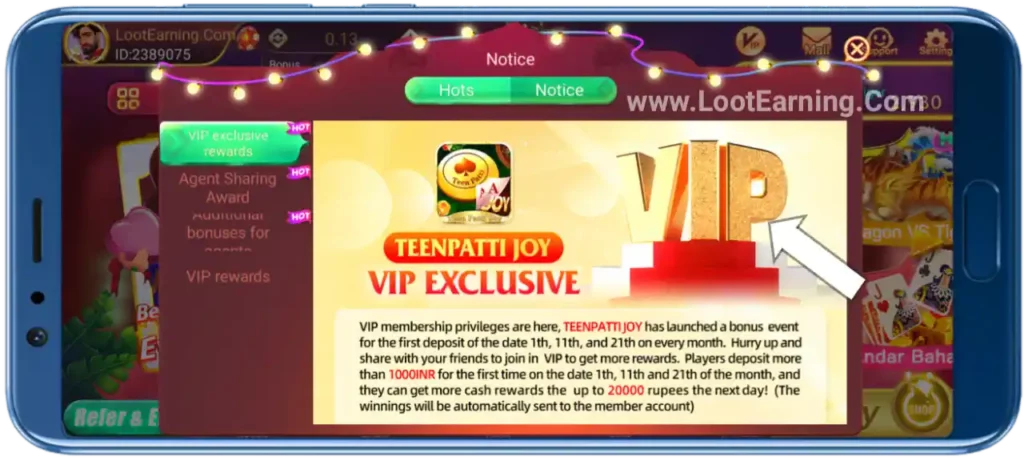 VIP Exclusive Rewards in Teen Patti Cash APK