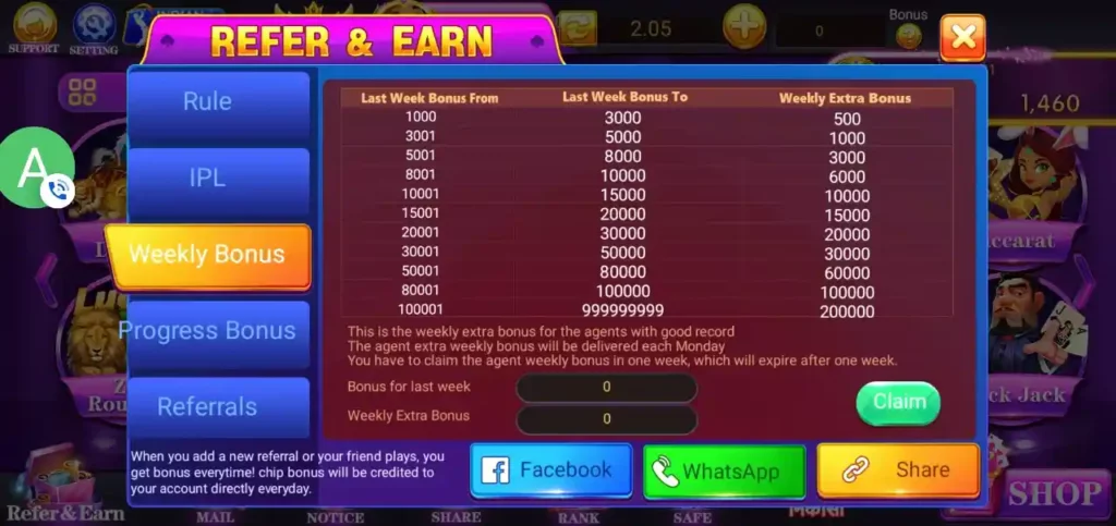 Weekly Bonus in Rummy Star Apk